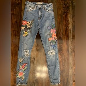 Embroidered Topshop denim jeans